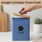 Dog Treat Container Airtight, 6"W x 8"H, Powder Coated, 12 Cup Capacity | Fits All Popular Treats, 12 Cup Capacity, Airtight Bamboo Lid, Easy Open Lid, Dent-Resistant Durable Metal Bone-Shaped Handle