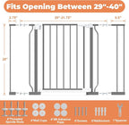 Baby Gate No Drilling, 29"-40" Dog Gate Indoor for Stairs & Doorways | Auto Close, Pressure Mounted Adjustable Pet Gate Indoor, Easy Walk Through Child Gate for Baby & Pet Stroller Friendly, Grey