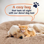 Donut Dog Bed - Premium Comfort for Anxiety Relief - Fluffy & Calming Design with Ultra-Plush Support | Cozy Round Dog Bed with Super Soft Circle Style (Camel, Medium)
