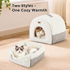ZOMISIA 2in1 Cat Bed Cave for Indoor Cats & Small Dog, with Washable Pillow | 17 inch, Large Enclosed Cat Hideaway with Non-Slip Bottom, Cozy Dog Cave for Anxious Pets, Easy to Assemble, Removable Pillow
