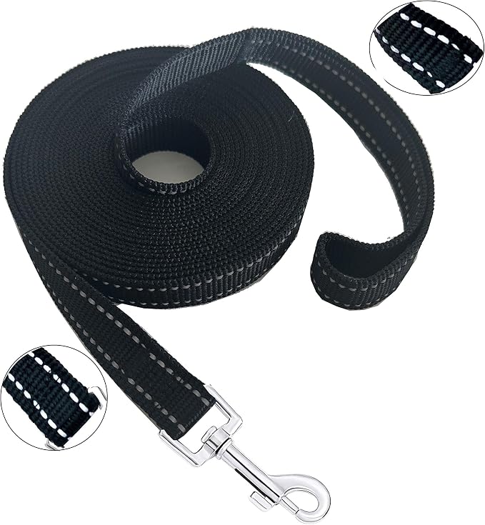 Nylon Training Dog Leash for Small Medium Dogs, 15ft 20ft 30ft 50ft 100ft Reflective Long Leash Dog/Puppy Lead for Obedience Recall Training, Camping