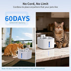 Cat Water Fountain Wireless: 118oz/3.5L Battery Operated Pet Water Fountain for Cats Indoor with Motion Sensor, Quiet Automatic Fountain with Stainless Steel Tray(8Filters)