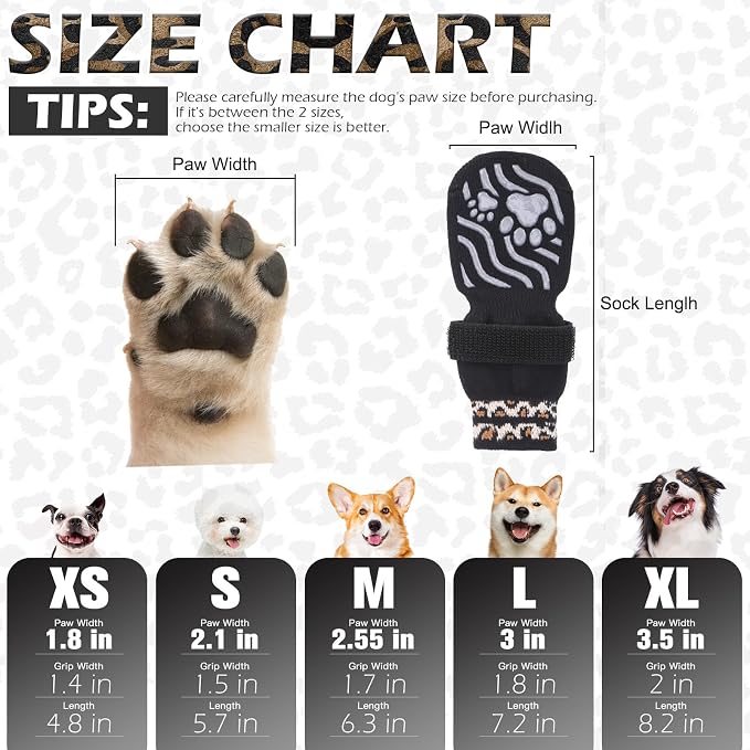 EXPAWLORER Dog Socks for Hot Pavement to Prevent Licking Paws, Non-Slip Dog Grippy Booties Shoes for Hardwood Floors, Traction Control Boots & Paw Protectors for Small Medium Large Senior Dogs Black S