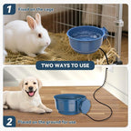 Indoor Pet Small Heated Water Bowl, Cat Thermal Bowl in Winter, 600ML Hanging Heated Water Bowl for Rabbit Cage Dog Crate, Indoor USB Portable Warm Dish for Dogs Cats Rabbits Birds, Blue