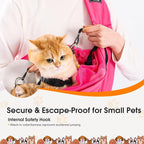Pet Sling Carrier for Small Dogs and Cats 5-20lbs, Dog Sling with Adjustable Depth, Breathable Air Mesh Puppy Travel Bag, Water Resistant Fabric, Double Safety Leash, Machine Washable,Fuchsia