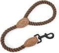 Mile High Life Dog Leash Braided Cotton Rope with Leather-Reinforced Ends | Rust-proof 360° swivel clasp, Heavy-duty for medium/large dogs. Great for weddings, daily walks (18IN, 1/2", Dark Brown)