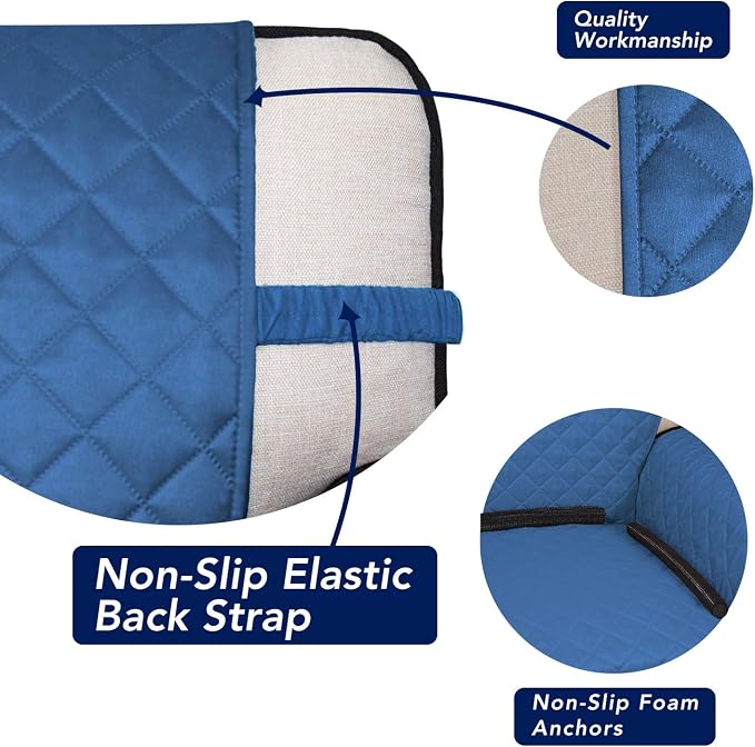 PureFit Reversible Chair Sofa Cover Dog Couch Covers for Sofa, 25.5 in | Blue/Ivory, Water Resistant Couch Protector, Washable Pet Couch Cover with Non Slip and Elastic Straps For Kids