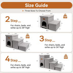 Zerbuger Dog Stairs with Storage, Grey 2 Steps Dog Ramp with Condo for Bed | 15" H Wider Dog Steps for Beds Couch, Folding Storage Pet Stairs Gift for Climbing Small/Medium/Large Old Dogs Cats