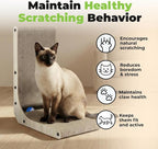 Best Pet Supplies Catify L-Shaped Cardboard Cat Scratcher - H: 26" | 16" x 11" x 26", Ball Toy Included, Durable Corrugated Cardboard, Space Saving Design, Furniture Protector, For Big Cats