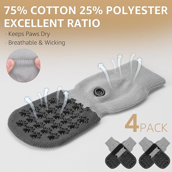 SCENEREAL Dog Socks to Prevent Licking Paws for Hot/Cold Pavement Anti Slip, Dog Shoes for Hardwood Floors, Dog Boots & Paw Protectors with Grippers for Small Medium Large Senior Dogs