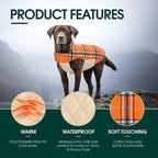 Kuoser Waterproof Dog Coat, Reversible Dog Jacket for Large Dogs, Orange L | Adjustable Durable Doggie Winter Coat for Groowing Puppies Warm Puppy Cold Weather Apparel