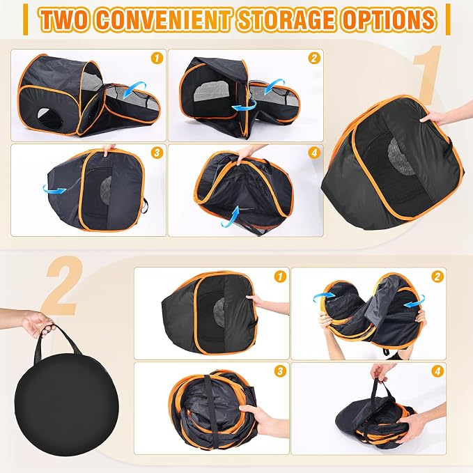Tailtastic Indoor/Outdoor Cat Playpen with Surround Tunnel 2 Zones Black | escape-proof enclosed enslosure,lightweight foldable for travel, ideal for indoor cats, multi-cat homes & birthing