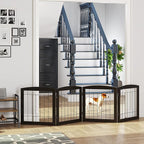 Dog Gate - 4 Panel Foldable Pet Gate Indoor for Doorways, House, Stairs, Freestanding Gate for Dogs - 80x24 -Inch Puppy Safety Fence by PAWLAND, Espresso