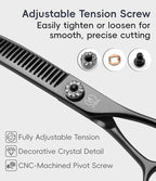 Professional Dog Grooming Scissors Pet Curved Chunker Shears 7.0'' Extremely Sharp Blades 440C Steel Thinning Scissors Durable Smooth Motion&Fine Cut for Dogs and Cats
