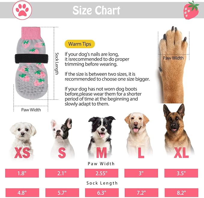 SCENEREAL Anti Slip Dog Socks to Prevent Licking Paws for Hardwood Floors | Double Sides Dog Shoes Boots & Paw Protectors for Hot/Cold Pavement, Dog Grippy Booties for Small Medium Large Senior Dogs