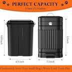 Dog Poop Trash Can Outside - 5L/1.3Gal Small Trash Can with Lid, Black | Outdoor Dog Poop Trash Can with 40 Bags, Pedal, Removable Inner Bin, Metal Dog Waste Trash Can with Soft Close, Odor Control