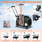 Petskd Top-Expandable Small Pet Carrier with Wheels Airline Approved | 17"x11"x9.5", for Alaska Airlines, Lockable Safety Zippers and Anti-Scratch Mesh, Pets Under 10 Lbs, Black