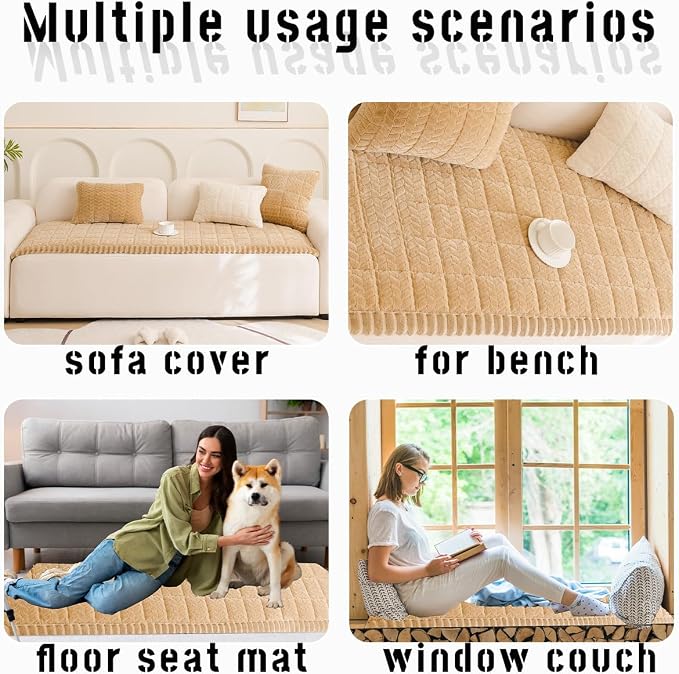 Mitid Sofa Cover Fuzzy Couch Cover for Pet, Couch Covers for Dogs Pets Mat | Washable Non-Slip Sofa Slipcover Cushion Protector Pets Friendly Mat, Dog Couch Cover, Square Couch Covers for Dogs Non Skid