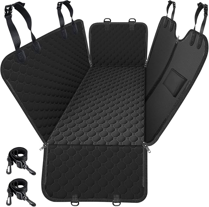Mancro Dog Car Seat Cover, Waterproof Dog Hammock for Car, Black All | 600D Heavy Duty, Scratch-Resistant Back Seat Pet Cover for Dogs with PVE Nonslip Underside, Fits for Sedan, Trucks and SUVs