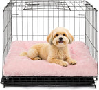 POMIU 2-Pack Washable Dog Bed, Deluxe Plush Crate Beds with Anti-Slip, Machine Washable Kennel Pad Sleeping Mat for Large, Medium and Small Dogs (2 Pack x Pink, 23.0" L x 18.0" W x 3.0" Th)