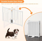 Snughome Short Dog Gate Indoor, 16" High Freestanding Small Dog Door Gates with Support Feet, Expands Up to 48’’ Wide Foldable Pet Gate for Doorway, 4 Panel Folding Pet Door Pet Fence for Puppy, White