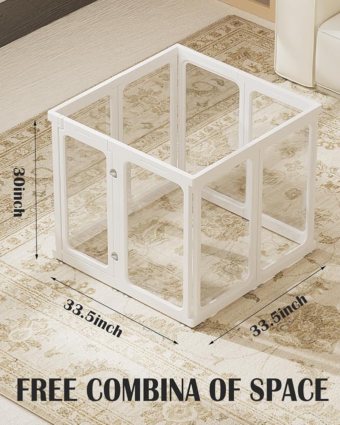 Acrylic Dog Playpen Indoor, 30" H 10 Panels Clear Dog Play Pen | Transparent Puppy Playpen, Easy Assembly. Exercise Pen For Small/Medium Dogs. Indoor Training, Play & Safe Containment