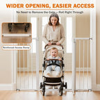 Mumeasy 36" Extra Tall Baby Gate for Stairs, 29.7-51" Wide Dog Gates Indoor for Doorways with Easy Walk Thru, Auto Close Pet Safety Gate for House, Pressure Mounted Metal Child Gate with Door, White