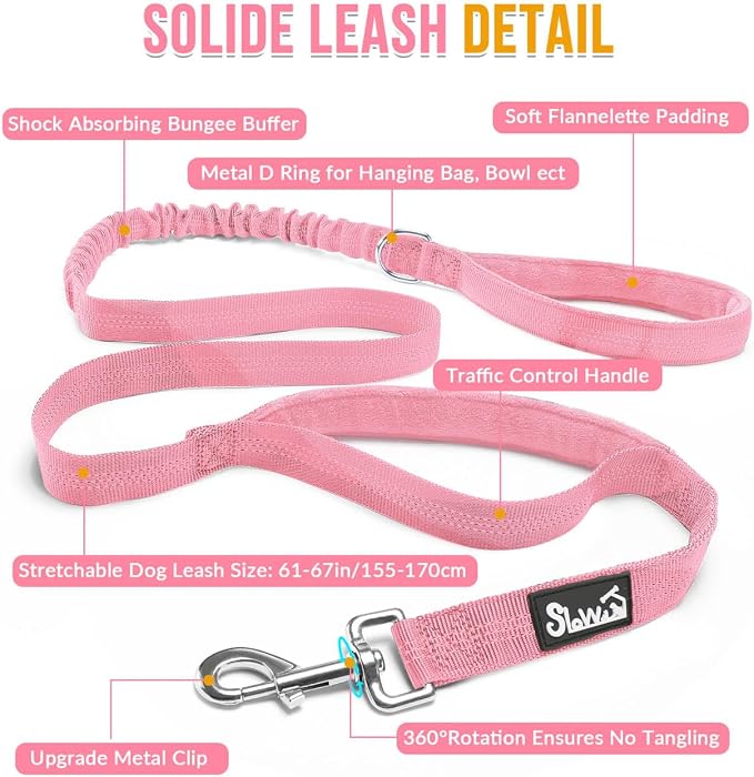 Lukovee No Pull Dog Harness and Leash Set - Adjustable Soft Padded Vest with Front Clip for Easy Control, Reflective Durable Harness for Safe Daily Training Walking for Medium Large Dogs (S, PI)