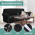 YEMYHOM Couch Cover Latest Jacquard Design High Stretch Sofa Covers for 2 Cushion Couch, Pet Dog Cat Proof Loveseat Slipcover Non Slip Magic Elastic Furniture Protector (Medium, Black)