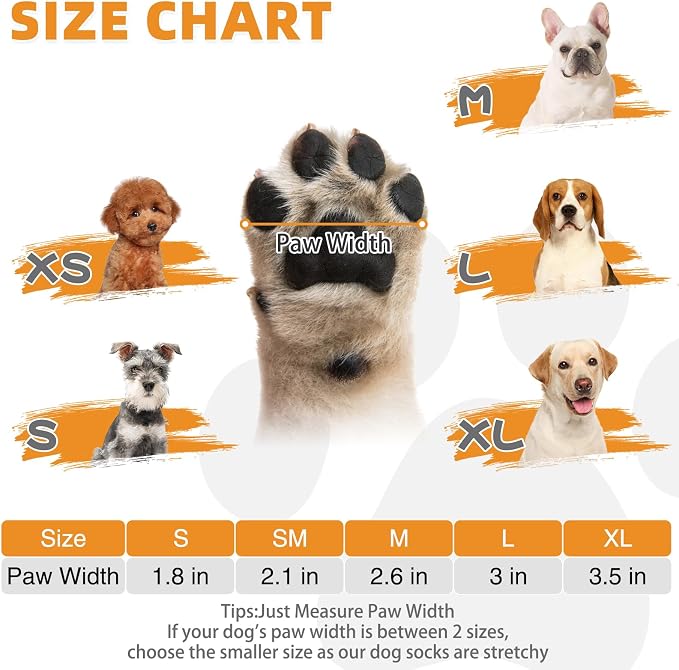 KOOLTAIL Anti Slip Dog Socks to Prevent Licking Paws,Dog Shoes for Hot Pavement, Reflective Traction Control Booties, Dogs Boots & Paw Protector for Hardwood Floors Small Medium Large Senior Dogs