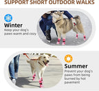 PUPTECK Anti-Slip Dog Socks with Double Sides Grips for Small Medium Large Dogs Hardwood Floors Prevents Licking, Dog Shoes for Hot Pavement Traction Control for Senior Dogs, Fuschia, S