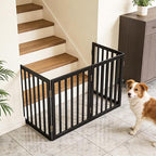 Dog Gate Indoor, Freestanding Dog Fence for The House, Doorways, Hallways,or Stairs,Pet Gate Foldable Wooden,Expandable 32" Height 3 Panels,Black