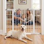 Mumeasy 29.7-43" Adjustable Baby Gate, Auto Close Dog Gate for Doorways | No drill installation, one hand operation, adjustable width, secure locking system, for dogs pets babies toddlers