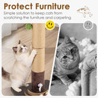 35.4" Tall Sisal Cat Scratching Post, Anti-Tip Stable Base, Interactive Mouse Hole & Toys, Furniture Grade Wood Cat Scratcher Tower for Indoor Cats