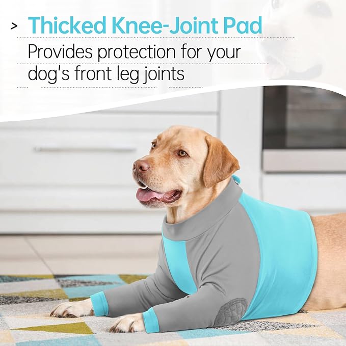Lelepet Dog Recovery Sleeve for Wounds Front Legs, Stop Licking Dog Shirt | Elbow Protector for Leg Injuries Shoulder Wounds After Surgery Male Female,Zippered Long-Sleeved Shirt Cone Alternative S-3XL