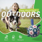 QDAN Large Dog Toys, 8 Inch Durable Balls for Dogs, Soccer Ball with Straps | Outdoor Herding Balls for 30-90 lbs Aggressive Chewers, Interactive Soccer Toy for Tug of War, Dog Ball to Keep Them Busy