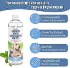 Premium Advanced Dog and cat Dental Water Additive – #1 Rated Fresh Breath & Plaque Fighter - Vet Recommended, Made in USA, 17 fl oz.