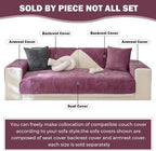 Soft Plush Geometric Quilted Couch Sofa Cover Boho Non Slip Fuzzy Sectional Couch Cover Solid Color Washable Sofa Slipcover Furniture Protector for Kids Dogs Cats (Purple,43"x43")