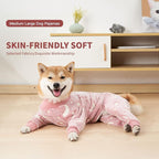 Dog Fleece Pajamas Large Dog 4 Legs Winter Clothes for Dog Fit Warm Jumpsuit for Dogs (Pink, Medium)