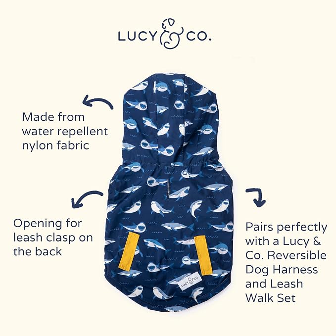 Lucy & Co. Reversible Raincoat for Dogs & Pets - Dog Raincoat - Fashionable and Comfy Water Resistant Adjustable Poncho for Canines. Multiple to fit All Types of Dog Breeds