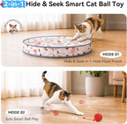 Cheerble Interactive Cat Toys 2 in 1, Automatic Moving Cat Ball with Tail & 7 Holes Play Mat, Hide and Seek Mouse Catching Game for Indoor Cats, Motion Activated Rechargeable Chirping Kitten Toys