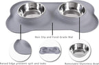 Hubulk Pet Dog Bowls 2 Stainless Steel with No Spill Non-Skid Silicone Mat + Pet Food Scoop Water and Food Feeder Bowls for Feeding Small Medium Large Dogs Cats Puppies ( Gray)