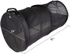 Pet Tube Soft Car Crate Large Kennel The Safe Dog and Cat Travel Mobile Home Pet Limo with Seat Belts and Storage Bag 47Lx24H Grey Color