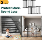 Cumbor Pack of 2 Extra Wide Baby Gate for Stairs, 29.7–51.5" Pressure Mounted Dog Gate for Doorways, Auto Close Safety Pet Gate, Easy Walk Thru Wide Child Gate, Black, Mom's Choice Award Winner