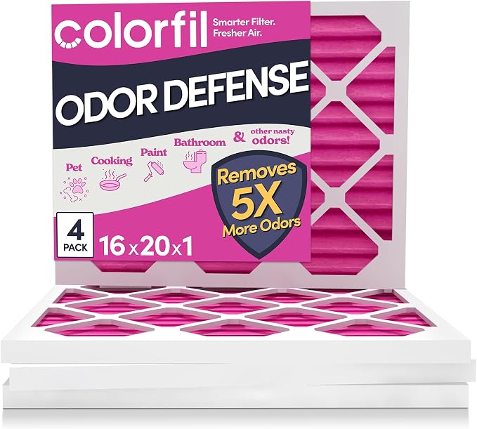 16x20x1 Air Filter (4-Pack) | Made in the USA | Color Changing | Remove Cat and Dog Odor | MERV 8 for Pet Hair Dander and Dust | 15.5"x19.5"x0.75" Exact Size
