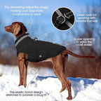 FUAMEY Dog Winter Coat Fleece Warm Large Dog Coat with Harness Built in | Dogs Cold Weather Fleece Coats Zip up Reflective Dog Winter Vest Windproof Water Resistant Snow Coats Solid Black XXL