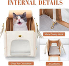Dog Carrier Purse, Pet Carrier, Foldable Waterproof Premium Leather Pet Travel Portable Bag for Cat and Small Dog Home & Outdoor Small Beige