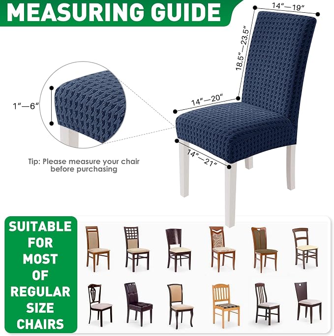 MAXIJIN Dining Chair Covers Set of 2, Stretch Kitchen Chair Covers for Dining Chairs, Removable Washable Parson Seat Slipcover for Home, Restaurant, Hotel, Banquet (Navy Blue)