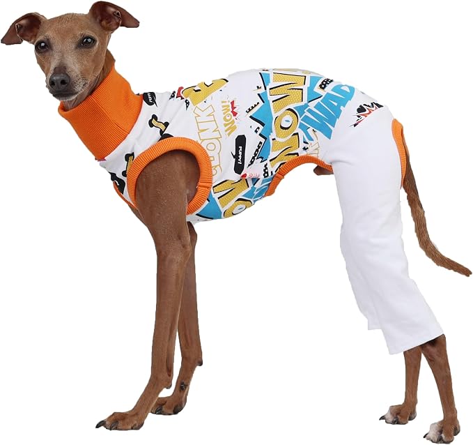 D Doggy Star Italian Greyhound Clothes Stretchable Bow Sleeveless Onesie Whippet for Dog (3XL,Onesie Bow White)