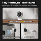 Kiwibit 2K Security Camera Indoor/Outdoor, Pet Camera, Baby Monitor, Magnetic Mount, AI Detection, Color Night Vision, SD & Cloud Storage, Compatible with Alexa, 10FT Extra-Long Cable